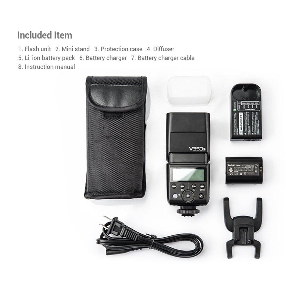 Godox V350S Camera Flash for Sony with Technical Enemy Mark Godox 2.4GX Wireless System TTL GN36 Over 500 Full Power Flashes 0.01-1.7 Seconds Recyclin