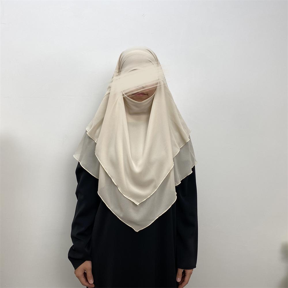 Однотонный двухслойный шифоновый платок на голову — стиль Ближнего Востока, Дубая, Турции. (Большой, 2305)