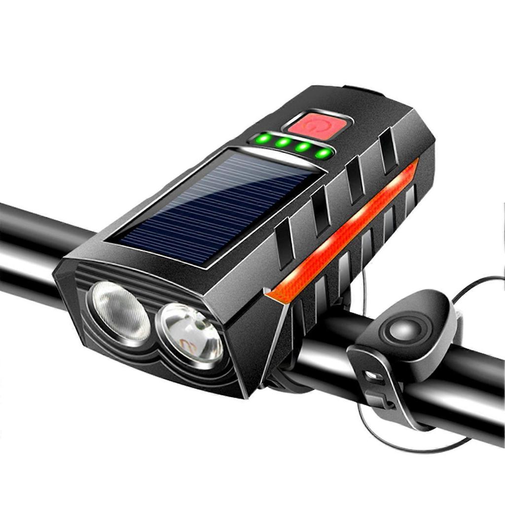Rechargeable Solar Bike Light with 130dB Bell, Ultra Bright 1000LM Bicycle Headlight for Mountain/Road Bikes