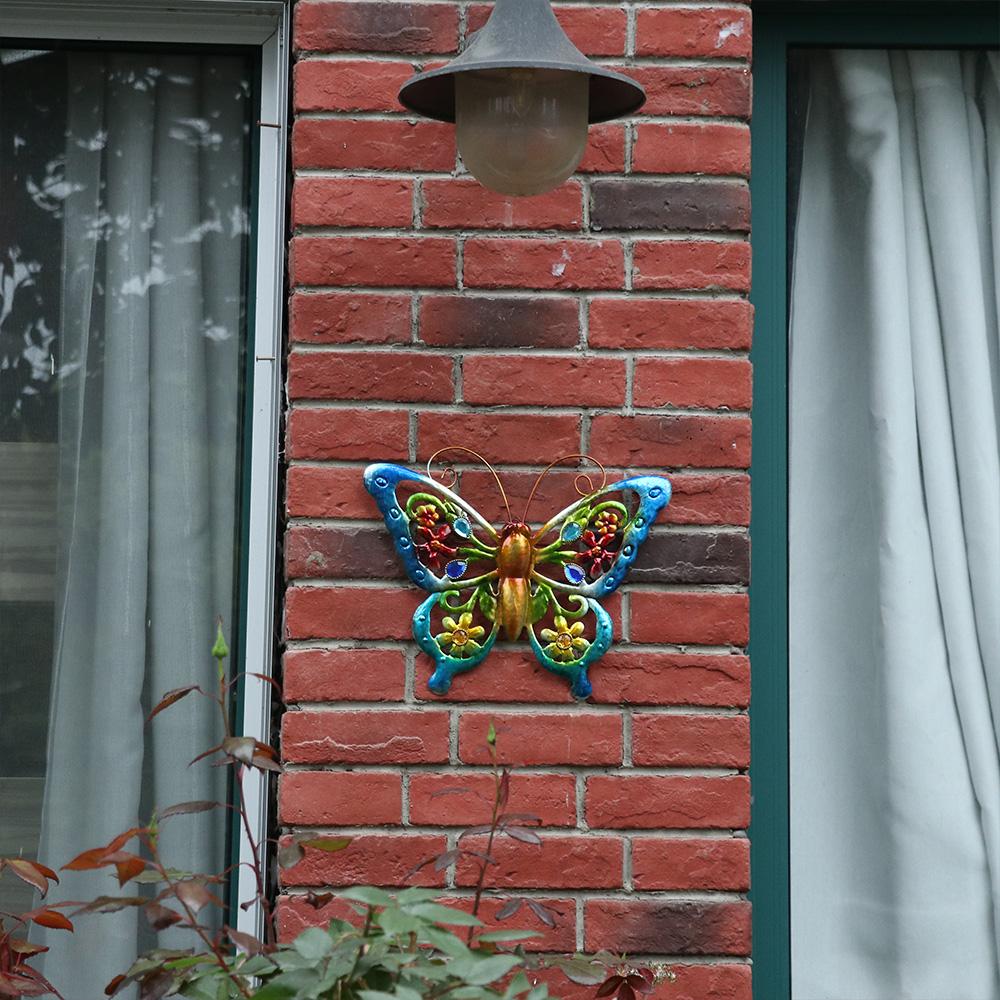 Beautiful Fence Ornament 3D Hanging Sculpture Metal Butterfly Wall Art Garden Decorative