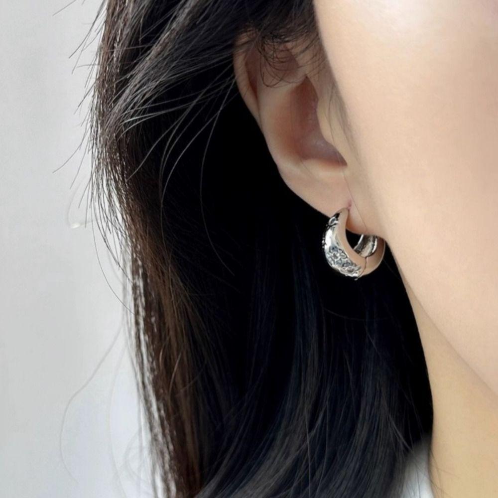 Copper Rhinestone Ear Buckles Korean Style Minimalist Hoop Earring Wedding Bride Jewelry