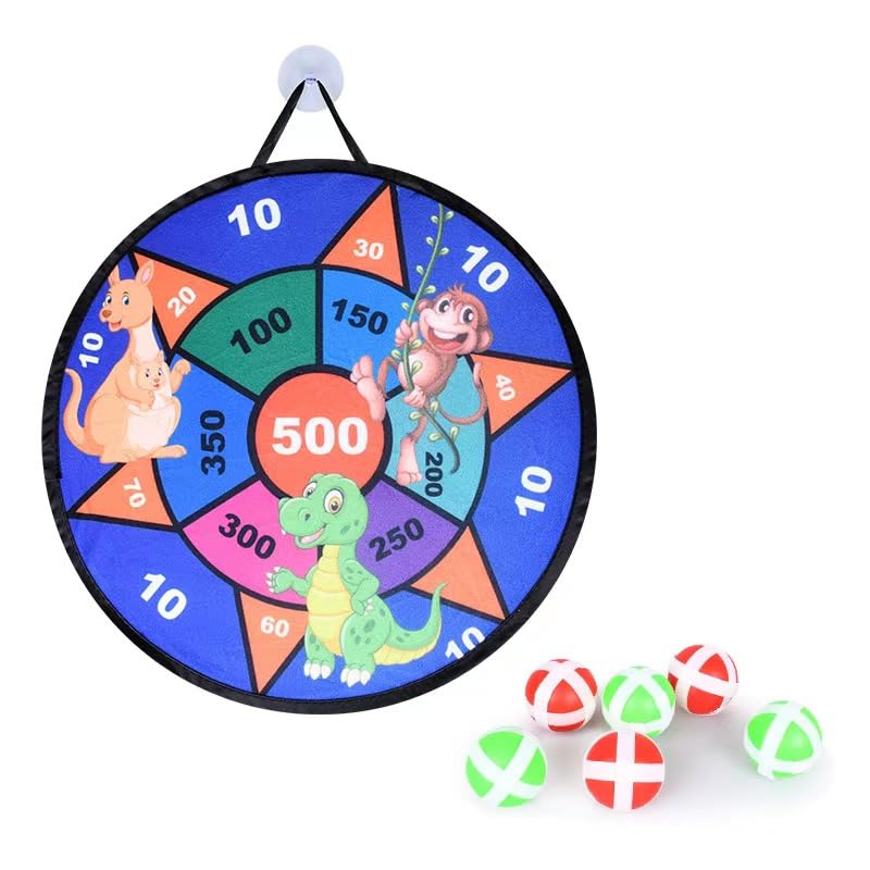 Dart Board Throwing Ball Popular Toy Board Game with 6 Adhesive Balls Target Dart Board Set Animal Pattern Velcro Adhesive Safe Toy Educational Toy