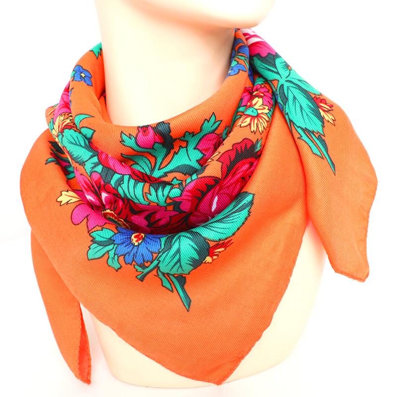 Женская головная повязка Хиджаб Платки на голову Цветочный принт Платок Шаль Квадратный шарф Ретро Этнический