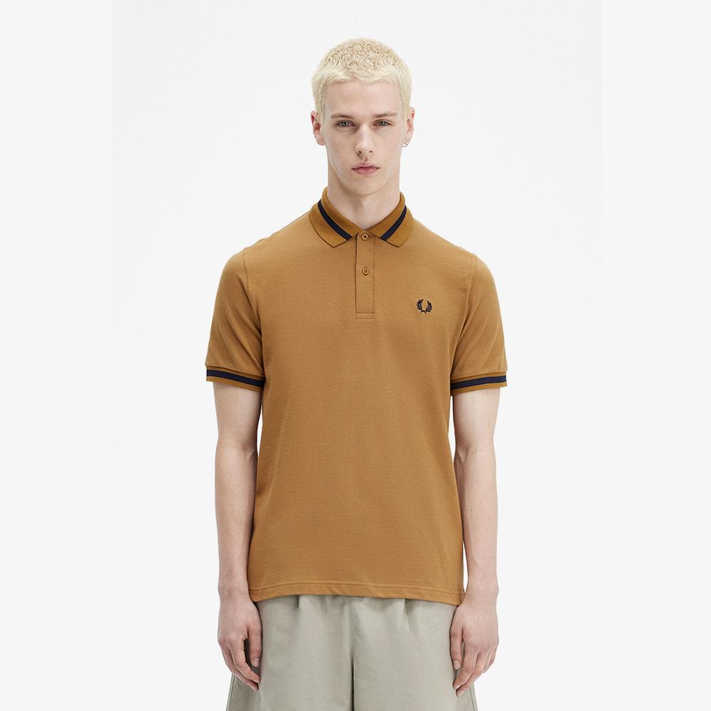 Fred Perry [M2] Однотонная рубашка Fred Perry - Темная карамель/Темно-синий Afpm2410002-T86