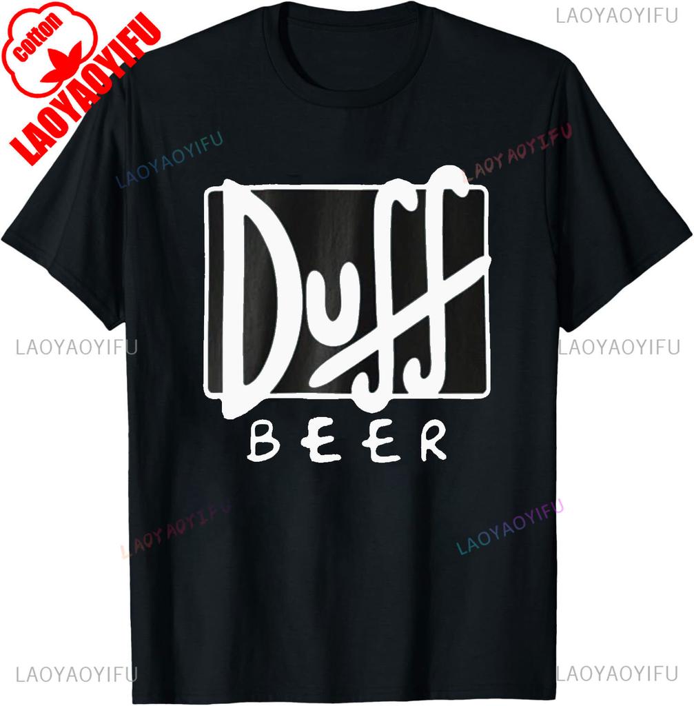 Унисекс футболка Duff Beer Подарок для фаната Бар Мо Выпивка Гомер Симпсон Даффмен Одежда Смешная футболка по ТВ-шоу Винтажный мультяшный мерч хлопок