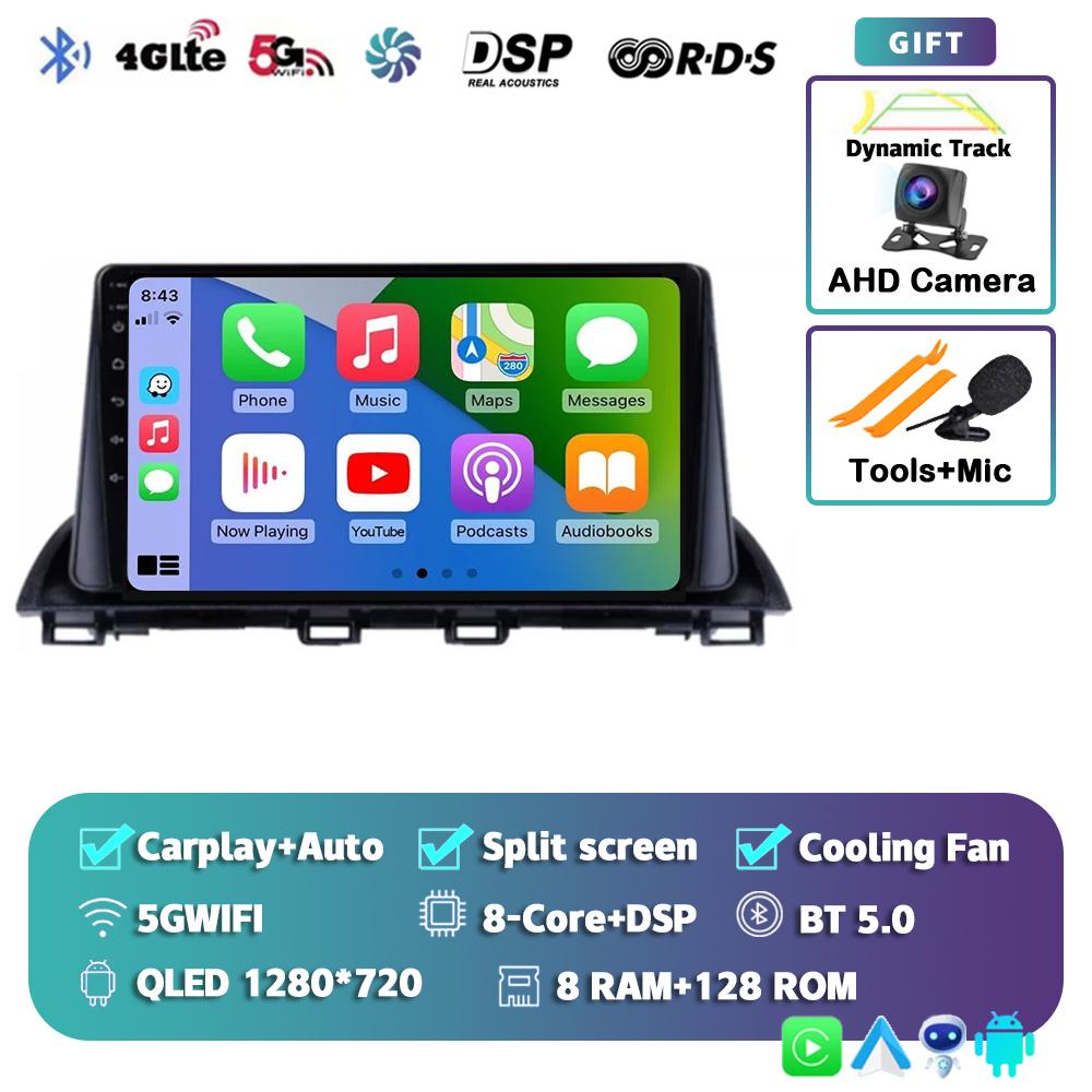 Android 14 Автомагнитола Carplay Auto для Mazda 3 Axela 2013-2018 Стерео GPS Навигация Мультимедийный Видеоплеер Авторадио Головное Устройство