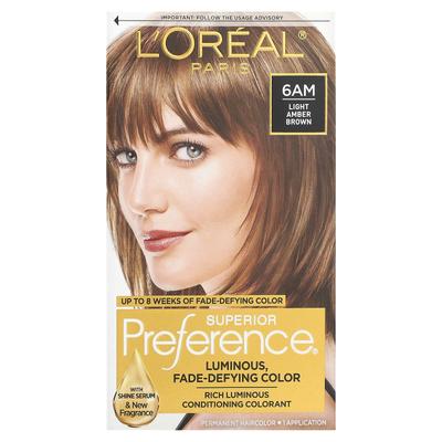 L'Oréal, предпочтительный, невыцветающий цвет, 6 утра, светло-янтарный коричневый, 1 нанесение