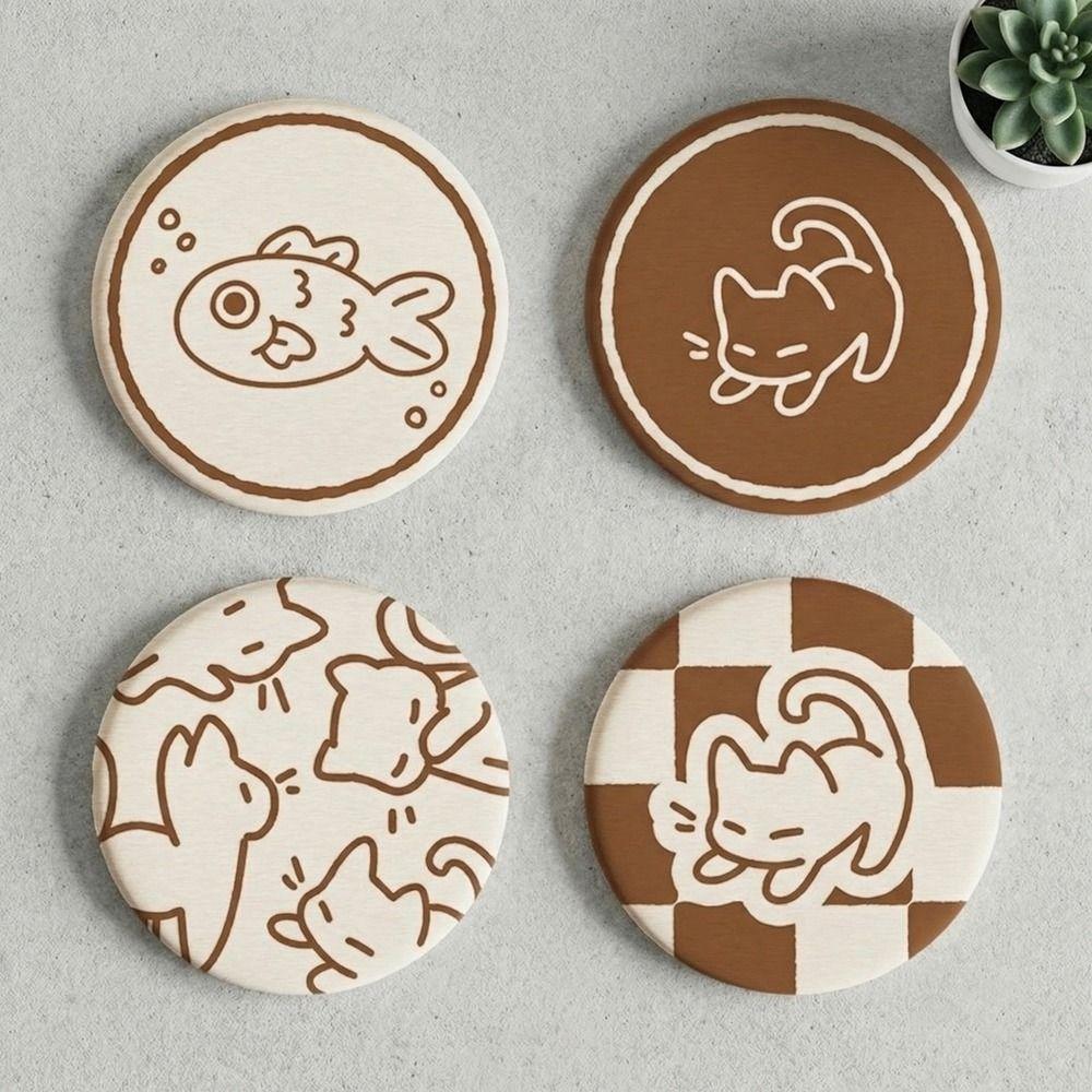 Round Diatom Mud Coaster Non-slip Cup Mat Practical Tableware Mat  Home