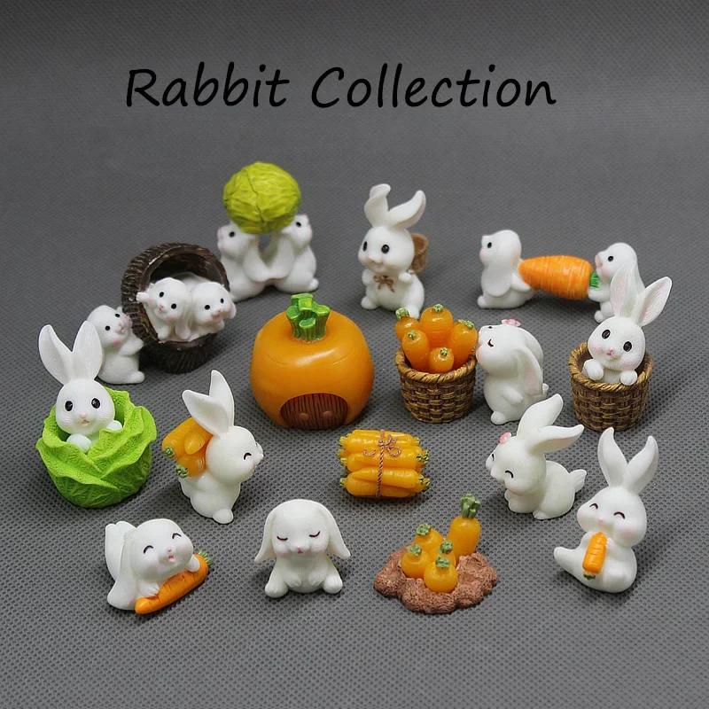Cute Rabbit Bunny Ornament Resin Home Mini Bunny Miniature Figurines Miniature Landscape Decoration Home Easter Decoration