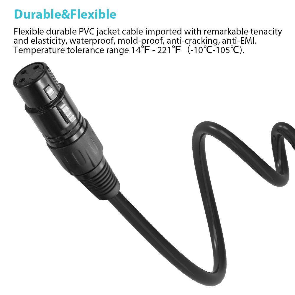 Кабель XLR 1 м/3,3 фута Кабель DMX для освещения сцены 3-контактный разъем XLR «папа-мама» Черный разъем из ПВХ для перемещения