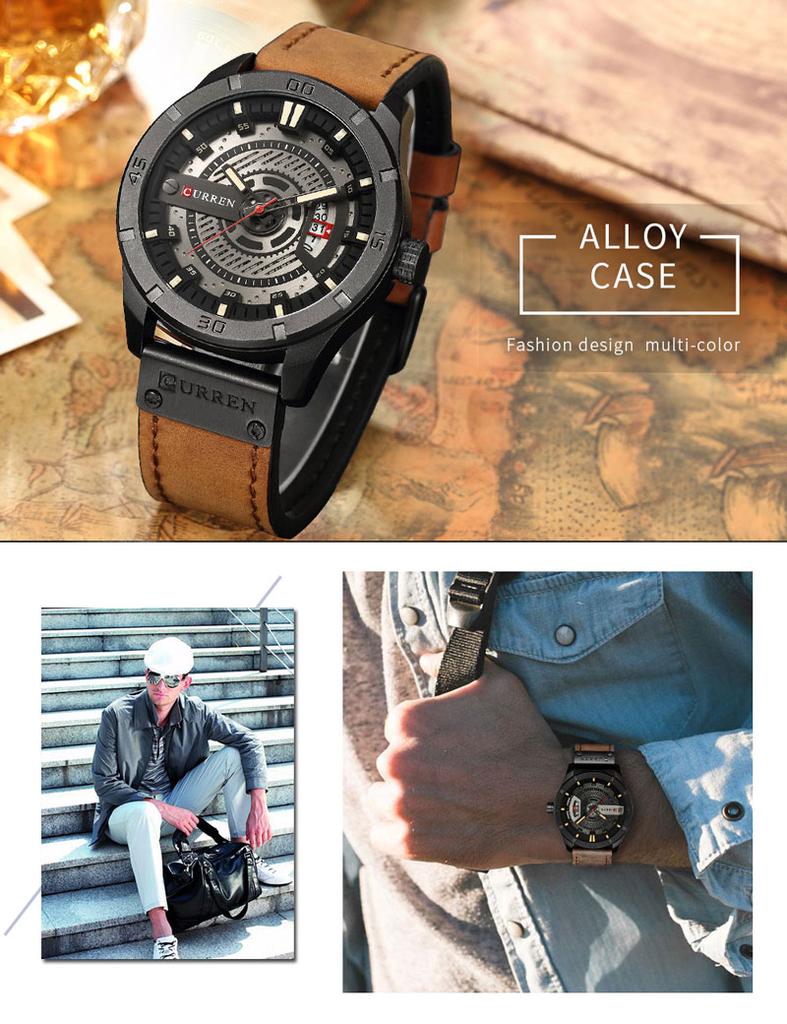 Relogio Masculino CURREN Watch Men Waterproof Calendar Sport Military Male Clock Top Brand Luxury 3D Dial Man Wristwatch 8301