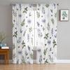 Abstract Purple Flower Chiffon Sheer Curtains for Living Room Bedroom Home Decoration Window Voile Tulle Curtain Drapes