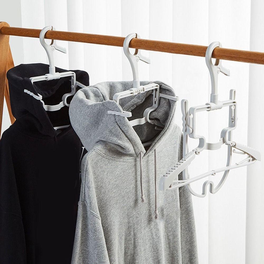 2Pcs Rotatable Folding Hoodie Hanger Plastic Clothes Hangers High-neck Sweater Hanger  Travel