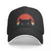 Black Cat Peeking Sunset Vintage Cap Fashion Casual Baseball Caps Adjustable Hat Unisex Baseball Hats Customizable Polychromatic