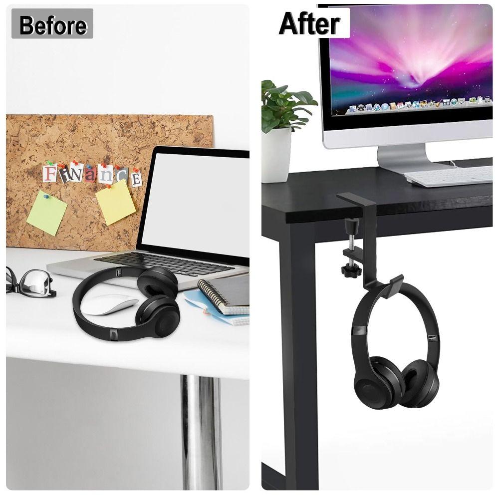 Clamp-On Backpack Hanger Non-Slip Headset Hook Portable Headphone Hook  Under Desk