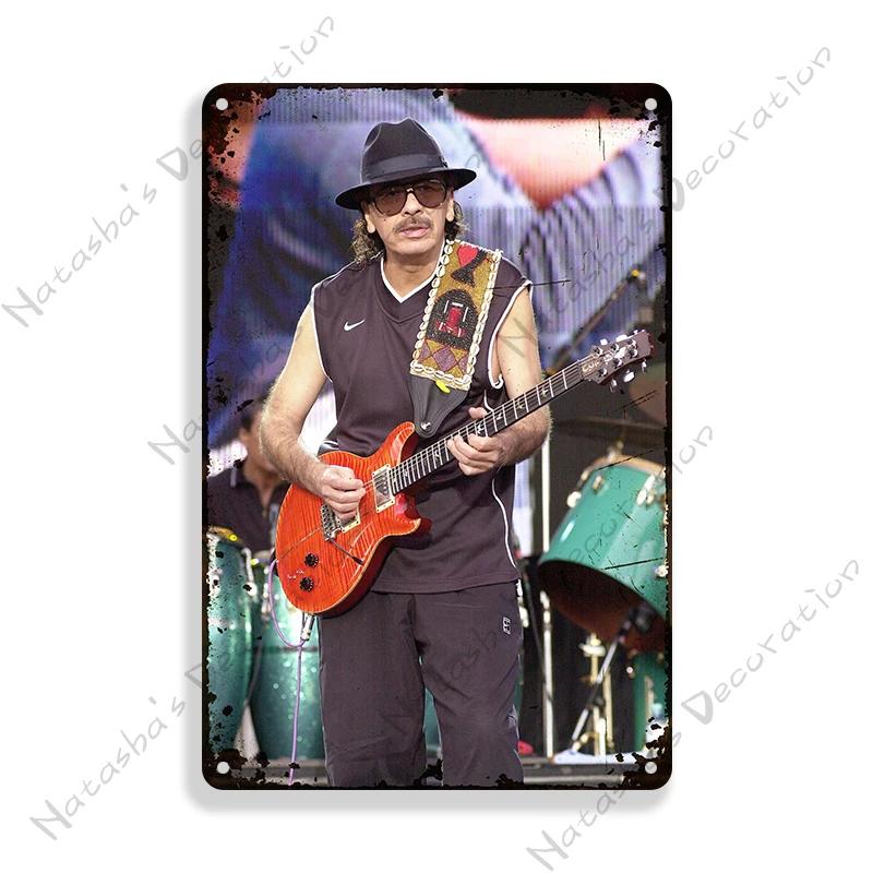 Rock Band Santana Decorative Plate Metal Poster Garage Club Metal Tin Sign Metal Plaque Wall Plate Man Cave Club Wall Decor