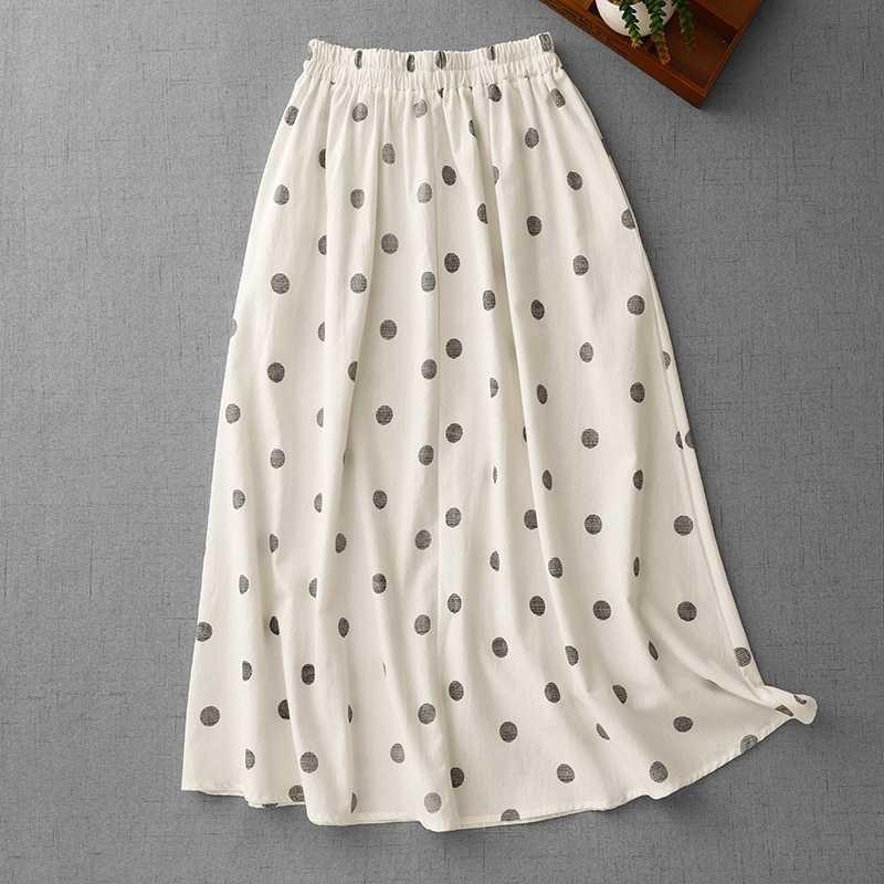 2025 Летняя черно-белая обтягивающая талия в горошек Повседневная универсальная литературная винтажная полуюбка