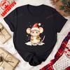 Christmas Cartoons Mouse Santa Hat Allmatch Tshirt Holiday Unisex High Quality Crewneck Casual Style Printed Tshirt Tops