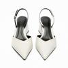 Ladies Pointed High-heeled Shoes with Thick Heels and Open-heeled Temperament Sandals