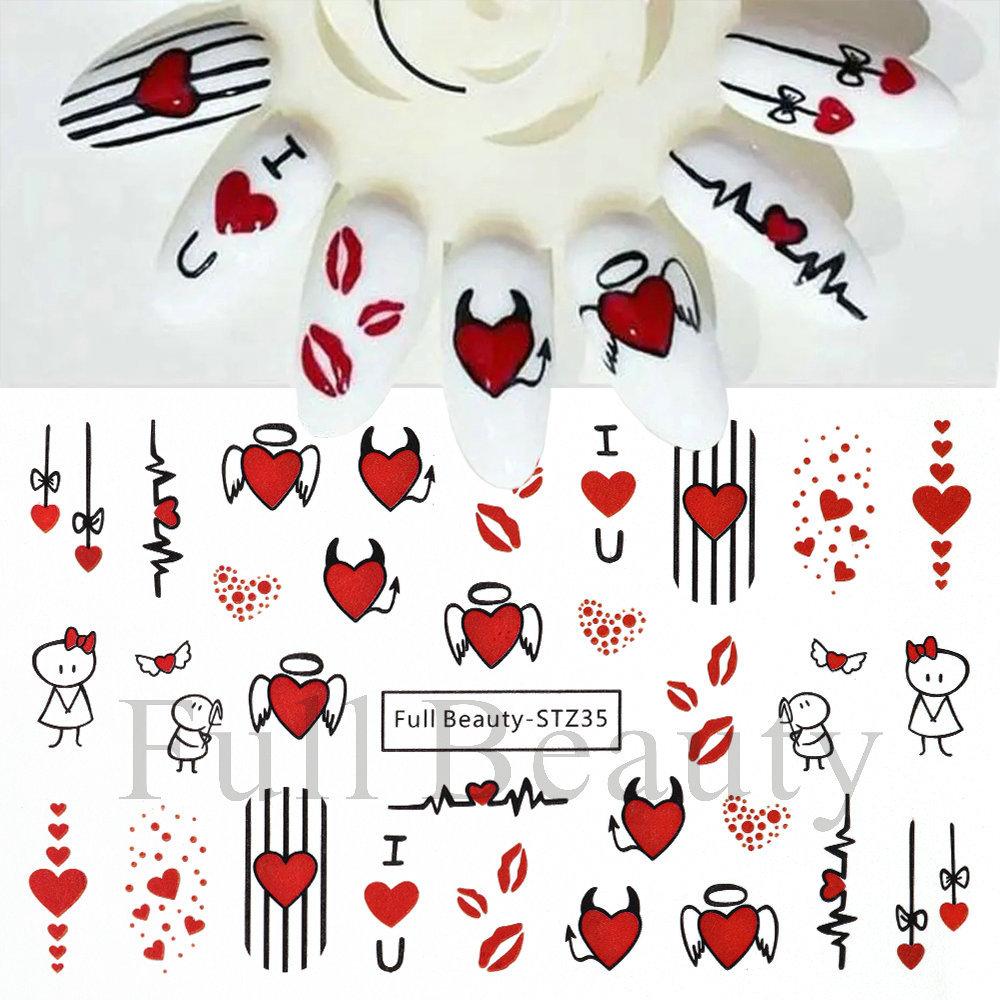 Nail Art Stickers Ins Valentine's Day Romantic Bear Love Letter Love Tree Watermark Sticker