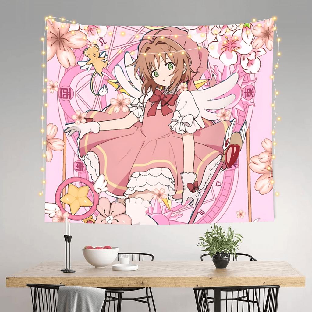 Кавайная Аниме Cardcaptor Sakura Гобелен Украшение комнаты Домашнее украшение Декоративные аксессуары для гобеленов Милое украшение для комнаты