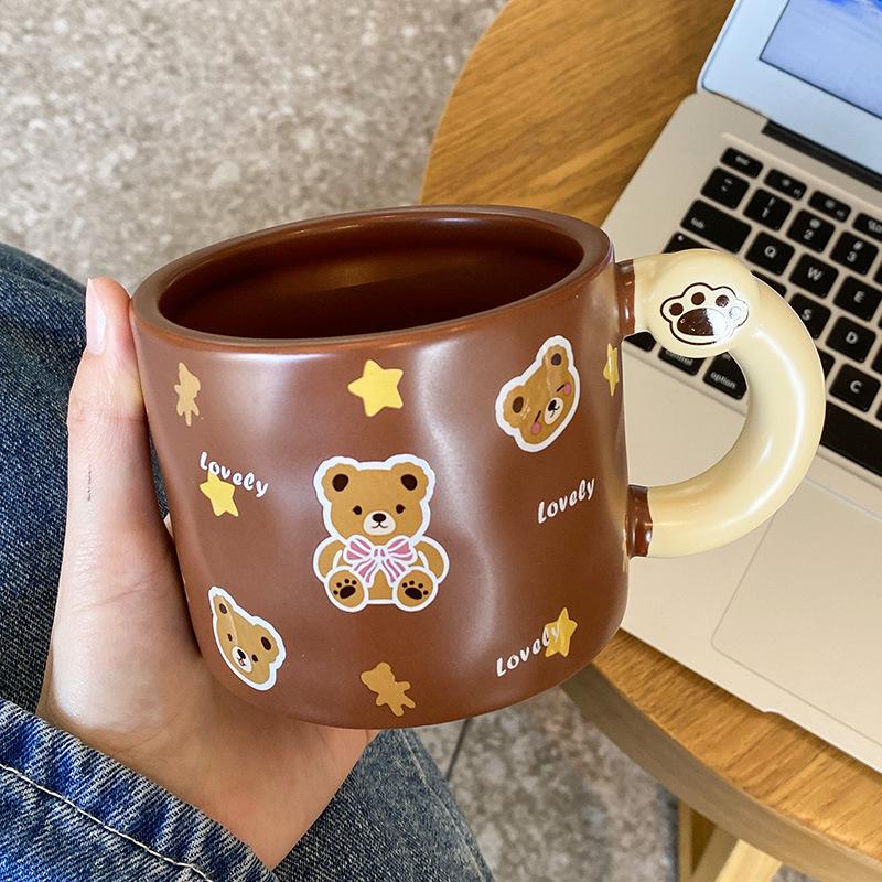 Керамическая чашка Сувенирная кружка с крышкой ложкой Креативная милая Высокоценная Парная чашка для кофе и воды