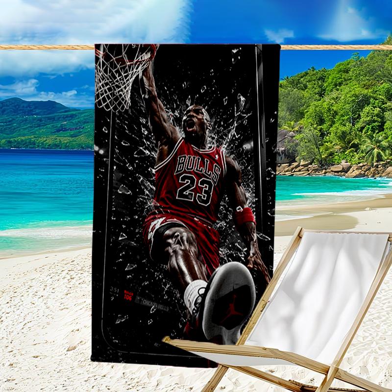 Michael basketball Artwork Beach Towel - Soft, Absorbent Microfiber, Lightweight, Ideal for The Beach, Parties, Travel, Camping fan gifts