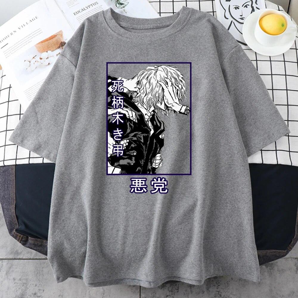 Футболка с принтом My Hero Academy Shigaraki Tomura, модные футболки унисекс с круглым вырезом, летние хлопковые топы, уличные хлопковые свободные футболки