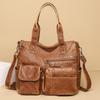 Vintage Women's High Quality Large Capacity Tote Bag Retro Handle PU Leather Shoulder Crossbody Bag