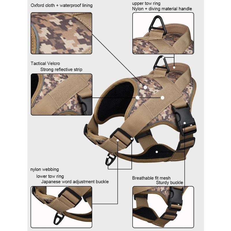 Тактический военный поводок для собак-поводков, армейский рабочий ошейник K9, жилет, поводок, поводок для дрессировки немецкой овчарки, быстросъемный