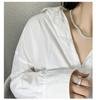 S925 Sterling Silver Korean Fashion Textured Flat Snake Necklace Blogger Style Clavicle Chain