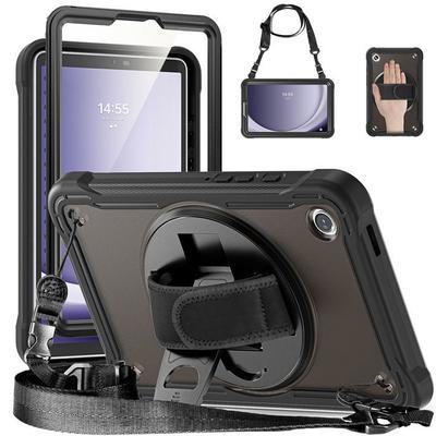 Чехол для Samsung Galaxy Tab A9 - Полная противоударная защита - Регулируемый ремешок на плечо - Черный - 8,7 дюйма
