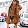 Женское свободное пальто с длинным рукавом, модное, большого размера, теплое плюшевое
