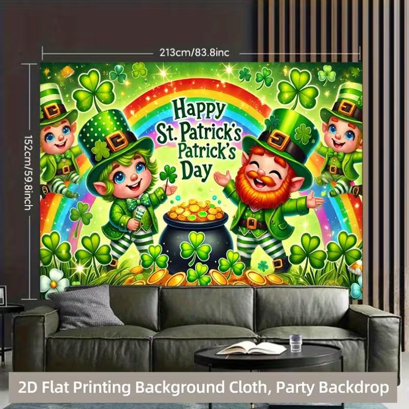 2D Leprechaun Rainbow Shamrock Backdrop Holiday Shoot Banner