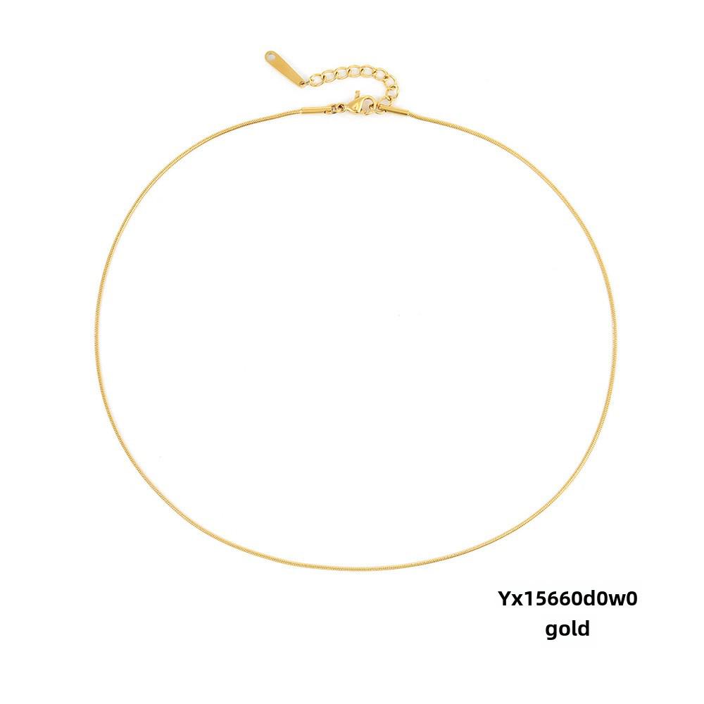 Ожерелье из круглой цепочки из титановой стали eManco — простой европейский/американский стиль для женщин и пар, длинная цепочка в виде змеиной кости, дизайн в виде ключицы.