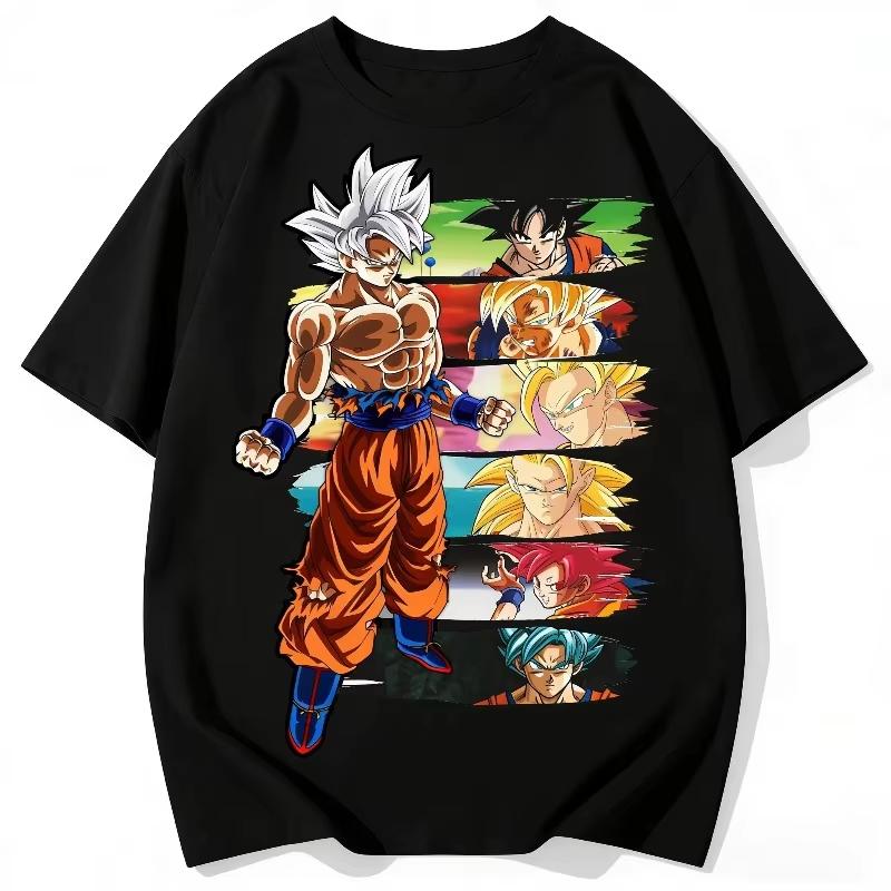 Unisex Oversized Summer T‑shirt Top Printed with Goku Battle Mode patterns from Dragon Ball Anime T-shirt