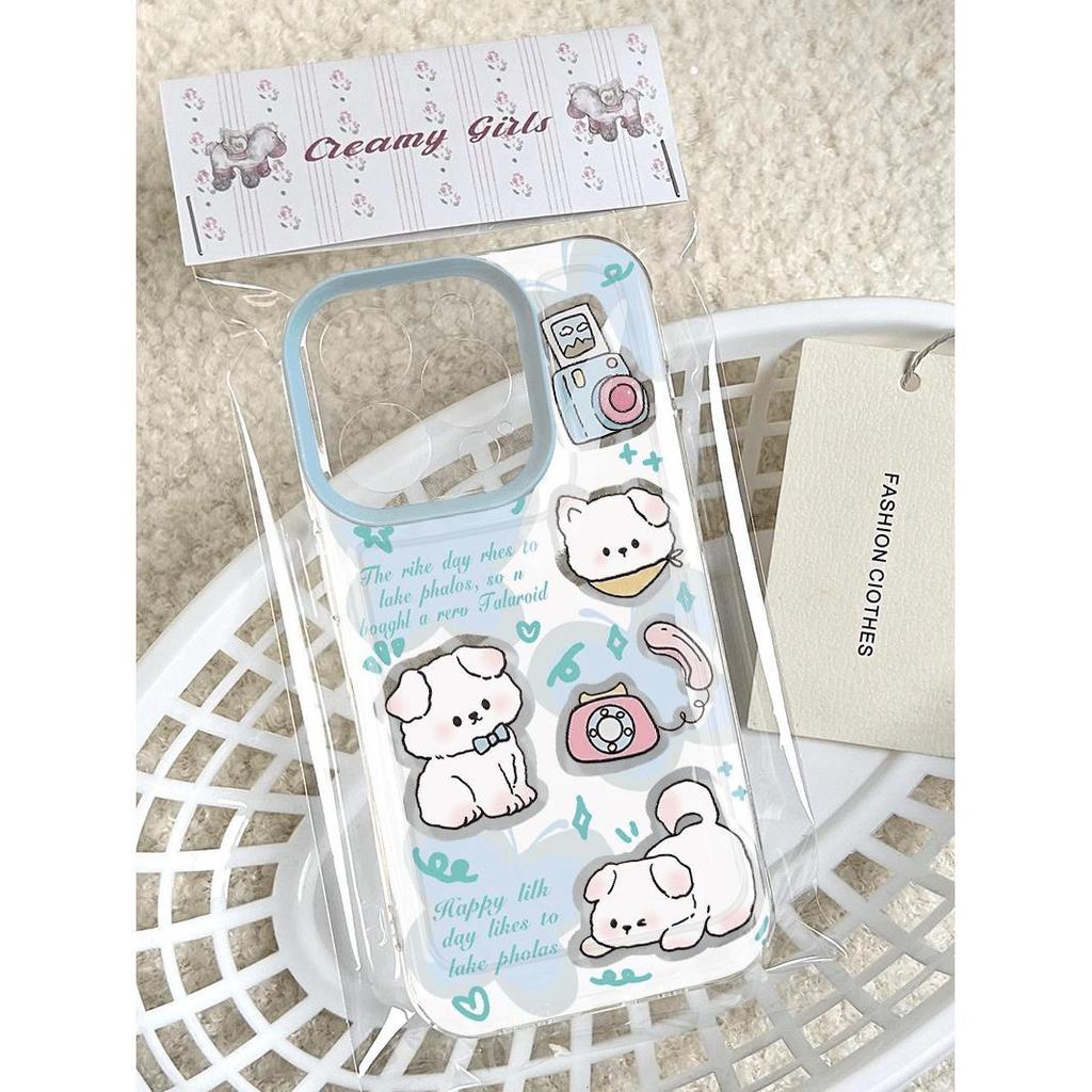 Прозрачный мягкий мультяшный чехол для телефона с щенком для Apple 12/13/14/15/16 Pro Max и 15 Plus