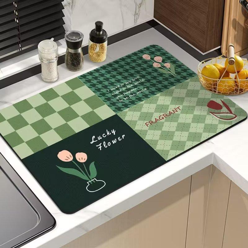 Кухонный коврик для сушки посуды из диатомовой земли, впитывающий воду, коврик для ног, ванный нескользящий коврик для пола, резиновый мягкий коврик