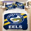 Parramatta Eels Pattern Bedding Quilt Set Quilt Cover Pillowcase Home Decoration Birthday Gift (1 * duvet cover + 2 * pillowcase, without core)
