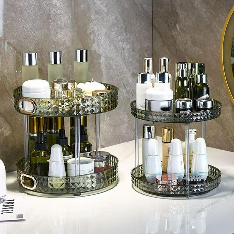 Light Luxury Dresser Cosmetics Rotary Storage Shelf Box Toilet Table Top Perfume Skin Care Products Shelf Tray