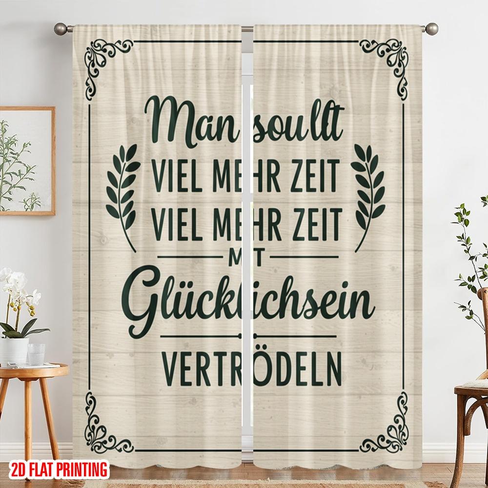 2pcs 2D flat printing Scene Curtain Man Sollte Viel Mehr Zeit Mit Gl Cklichsein Vertr Deln. Fabric Without Electricity Seasonal