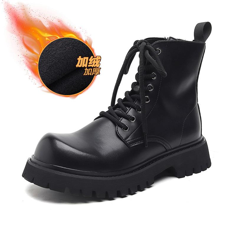 Ботинки Martin мужские на толстой подошве, зимние, бархатные, короткие, с круглым носком, кожаные, 32055-R