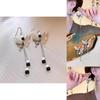 Stylish Ink Painting Butterfly Earrings Minimalistic Chinese Style Silver Color