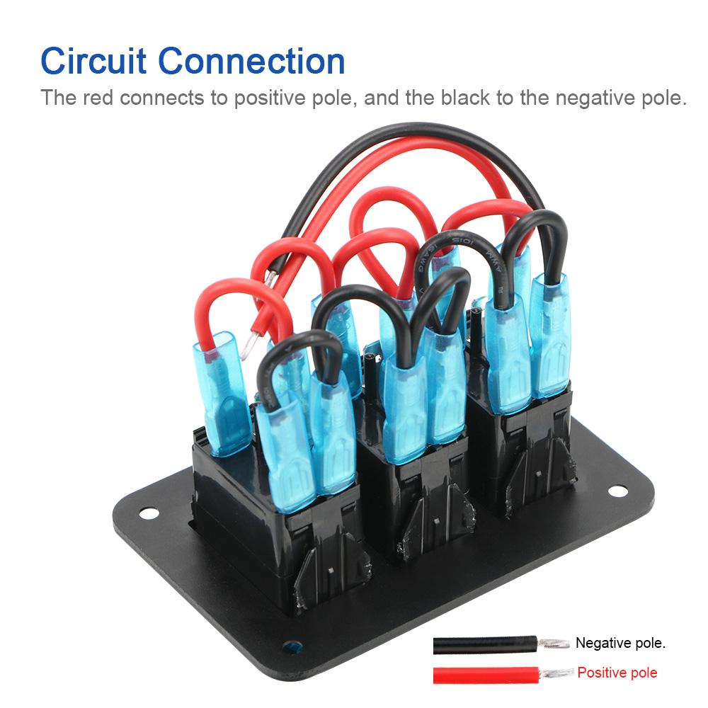 3-клавишная панель переключателей ВКЛ/ВЫКЛ для света, автомобиль, грузовик, морское судно, с автоматическим выключателем, DC 12В/24В, с наклейками-иконками