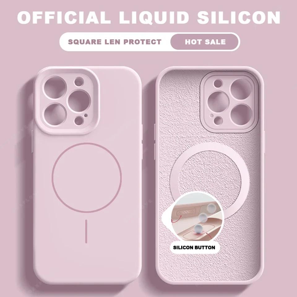 Liquid Silicone Magnetic Phone Case For iPhone 15 14 16 Plus 16E 11 12 13 16 Pro Max SE4 Magsafe Charge Protector Cover