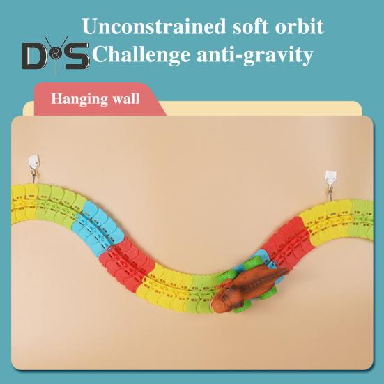 1 набор игрушечных треков для машинок-динозавров с легкой музыкой, обучающая самодельная трасса для строительства, антигравитационная игра-динозавр, американские горки, гоночная игрушка для скалолазания