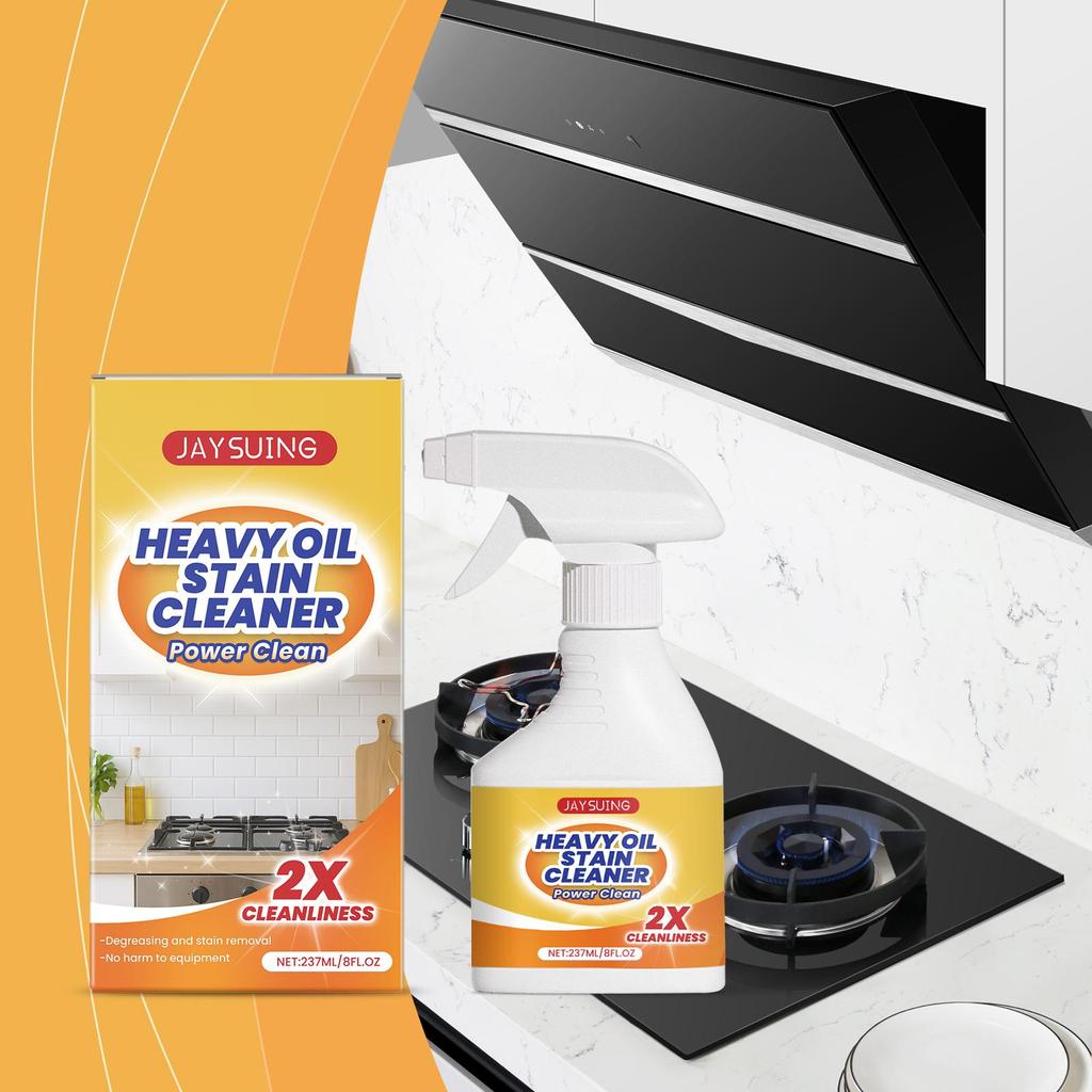 237ml Jaysuing Kitchen Heavy Duty Cleaner Multi-Purpose Cleaning Spray for Grease Stove Range Hood Removes Burnt-On Oil Stainless Steel Safe