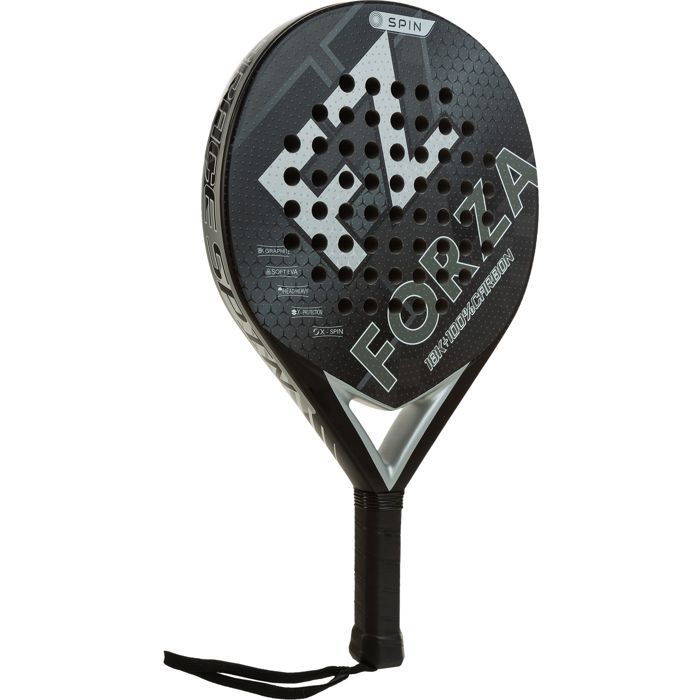 Raquette de padel - FZ FORZA - Brace Spin - Graphite tissé 18K - Surface imprimée en 3D - Mousse EVA souple - Forme rond - Noir