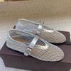 Сетчатые туфли для рыбалки Flat Ballet Shoes из натуральной кожи с прямым вырезом и перфорацией, дышащие, Mary Jane, одинарные