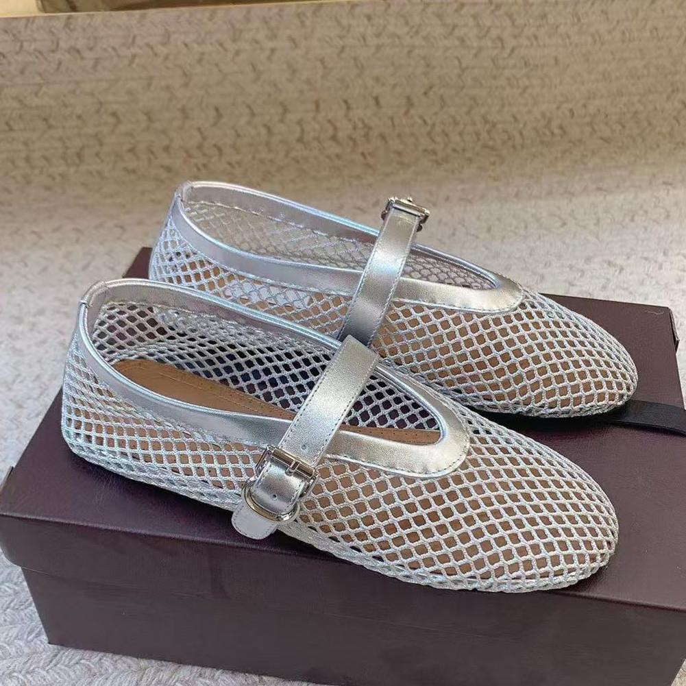 Сетчатые туфли для рыбалки Flat Ballet Shoes из натуральной кожи с прямым вырезом и перфорацией, дышащие, Mary Jane, одинарные